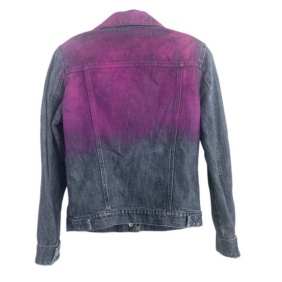Fendi Womens Ombre Denim Jacket Pink & Black Gradient snaps size 8 medium M Med - Picture 2 of 5